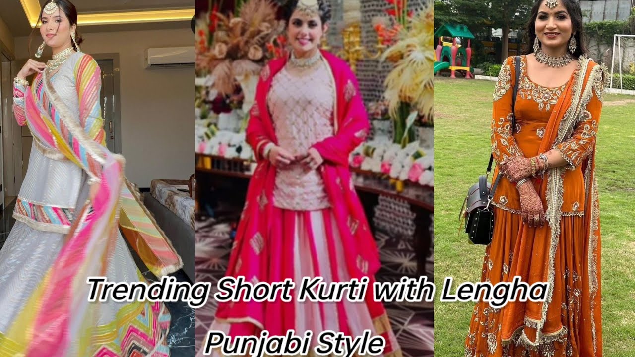 New Trending Partywear Punjabi Lehenga Suit With Short Kurti💞 || Skirt  Kurti Design - YouTube